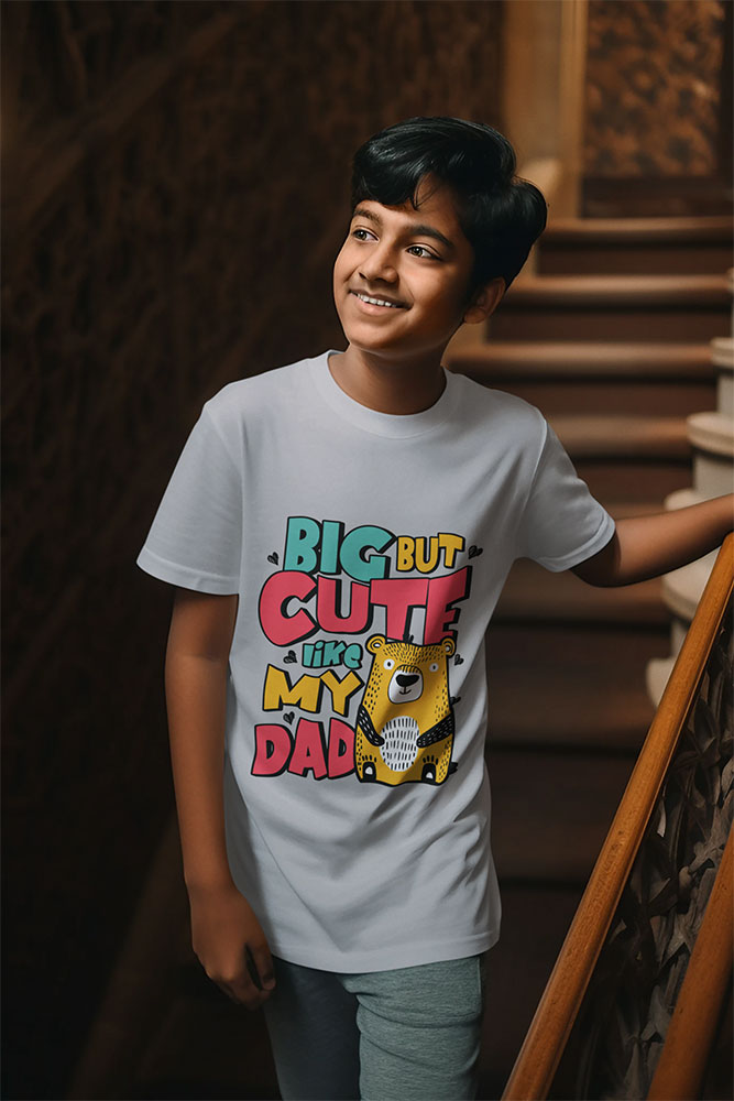 Daddy's Cute Mini - Kids Round Neck Tee - Image 5